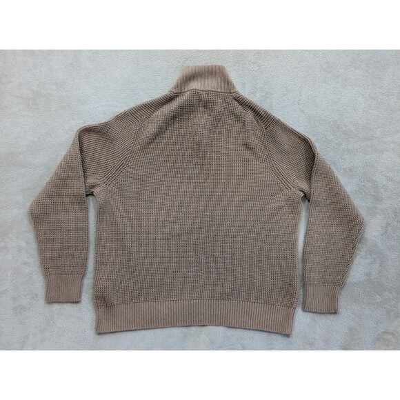 J Crew Mens XL Tan Waffle Texture Cotton Knit 1/4 Zip Sweater Pullover - Picture 12 of 16